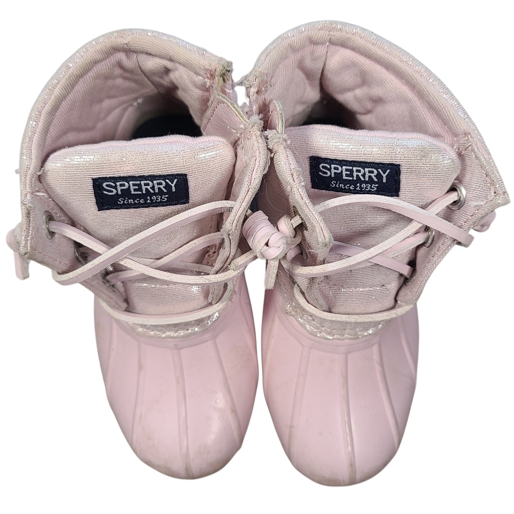 Sperry Kids Pink Glitter Duck Boots Size 8 Waterproof Rain Shoes - Picture 4 of 14
